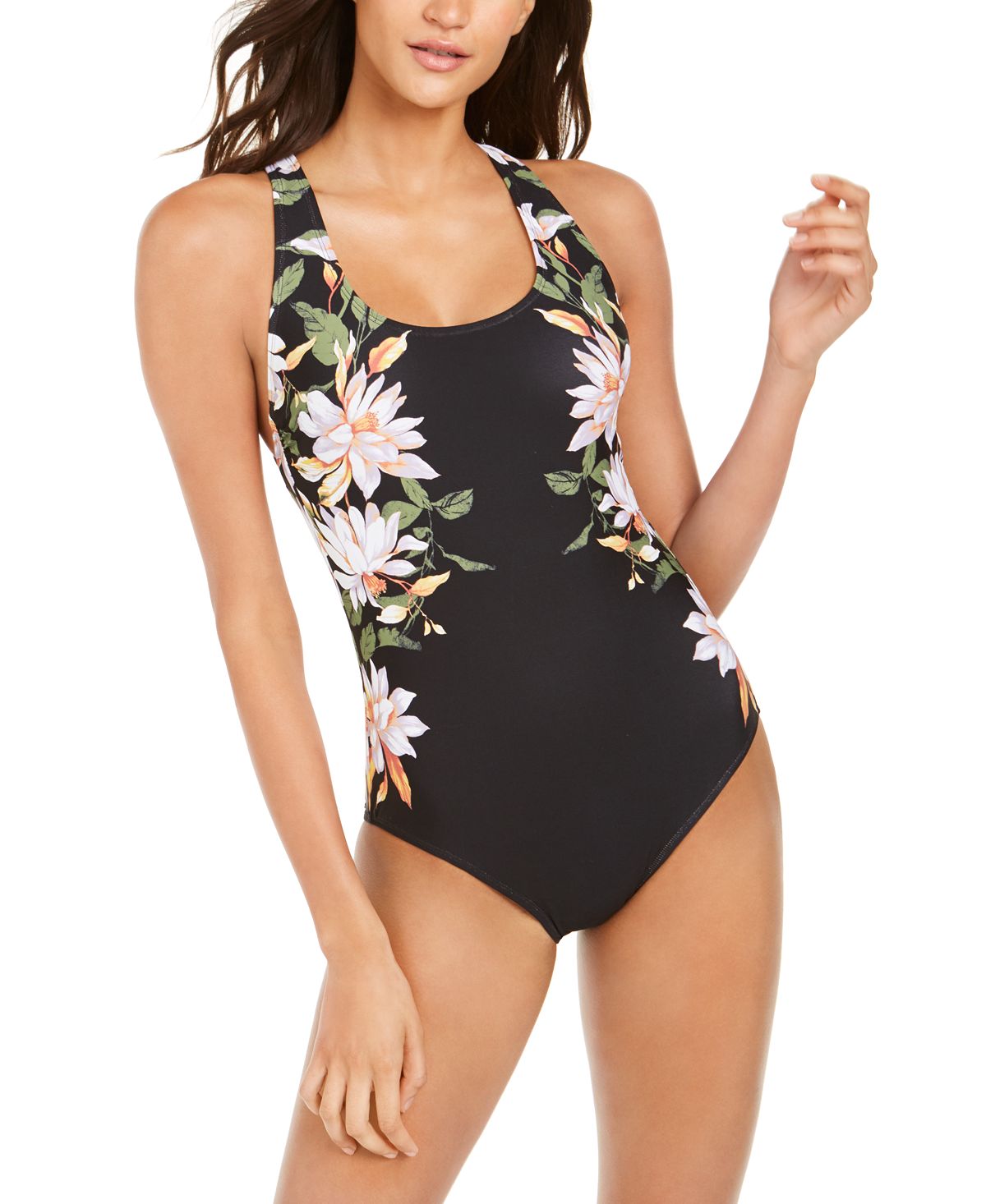 Calvin Klein Crossback Printed Tummy-control One-piece Swimsuit Rosewood Multi