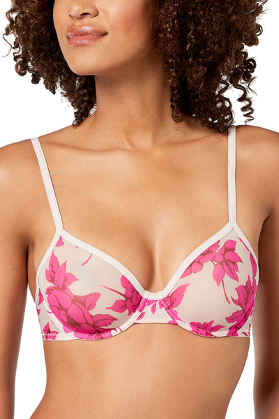 Calvin Klein Darling-Rose Sheer Marquisette Unlined Underwire Demi Bra