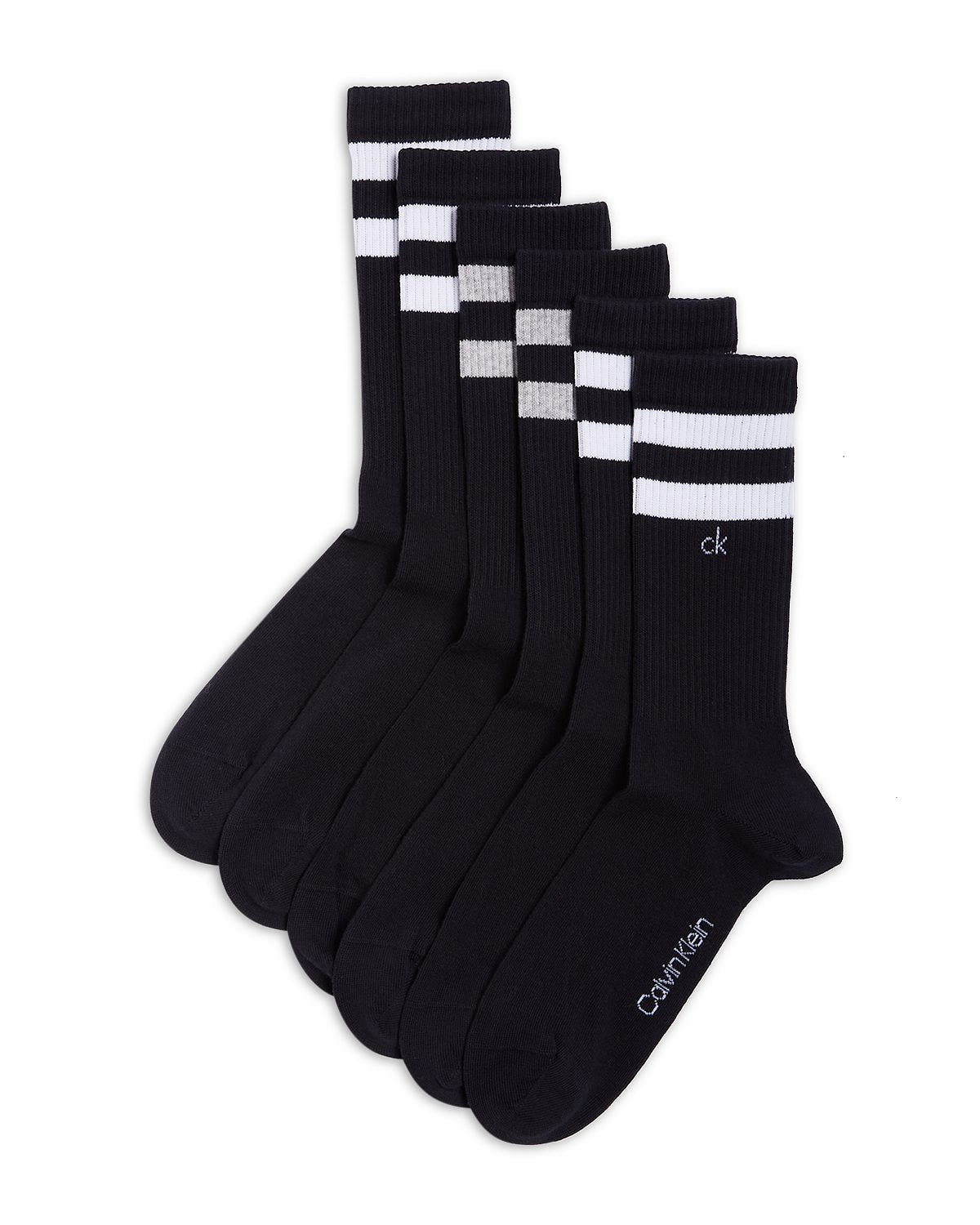 Calvin Klein Double Stripe Crew Socks Pack Of 3 Black