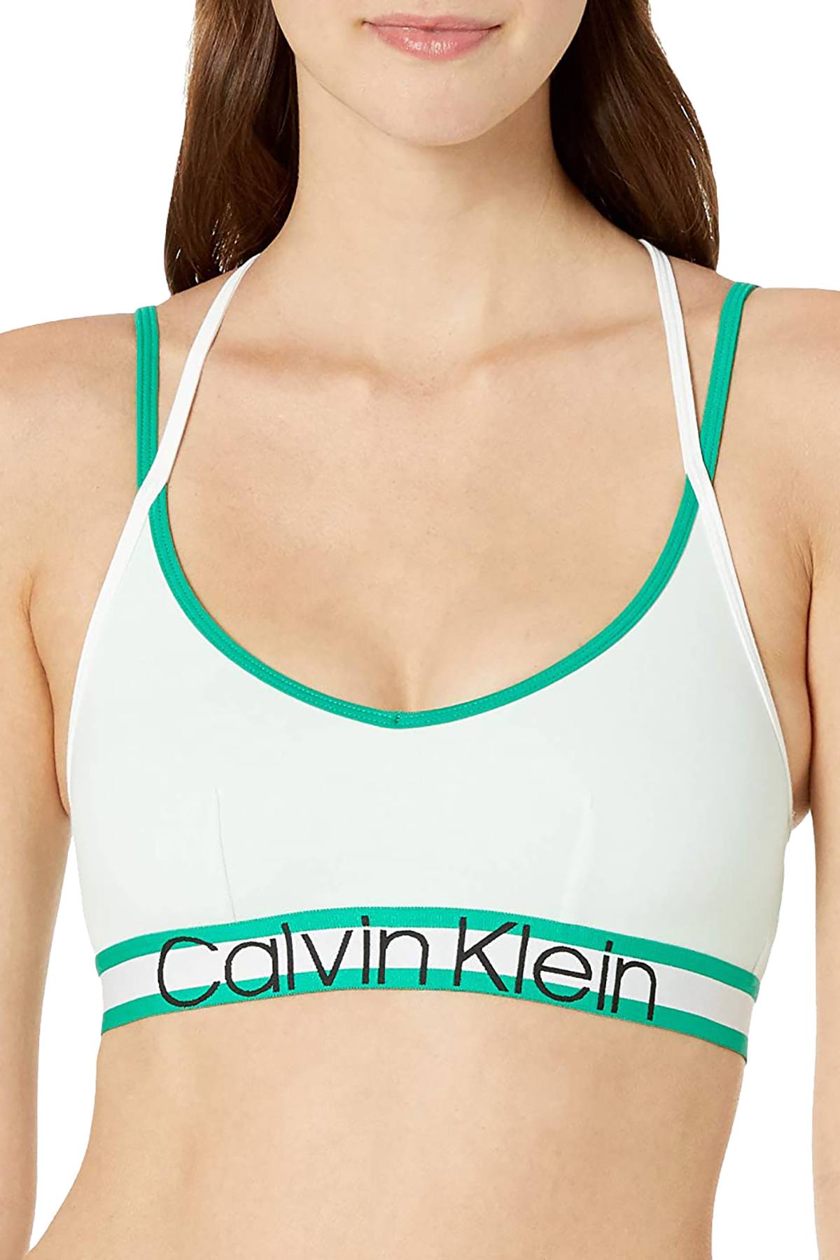 Calvin Klein Elysian Green Retro Logo Stripe Unlined Bralette