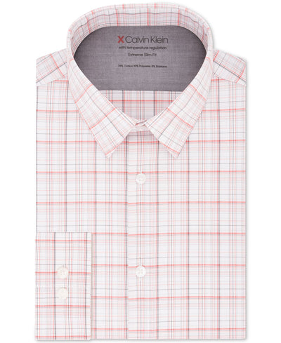 Calvin Klein Extra-fit Stretch Performance Non-iron Temperature-regulating Check Dress Shirt Red Multi