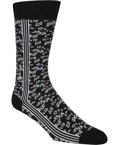 Calvin Klein Floral Striped Crew Socks Black