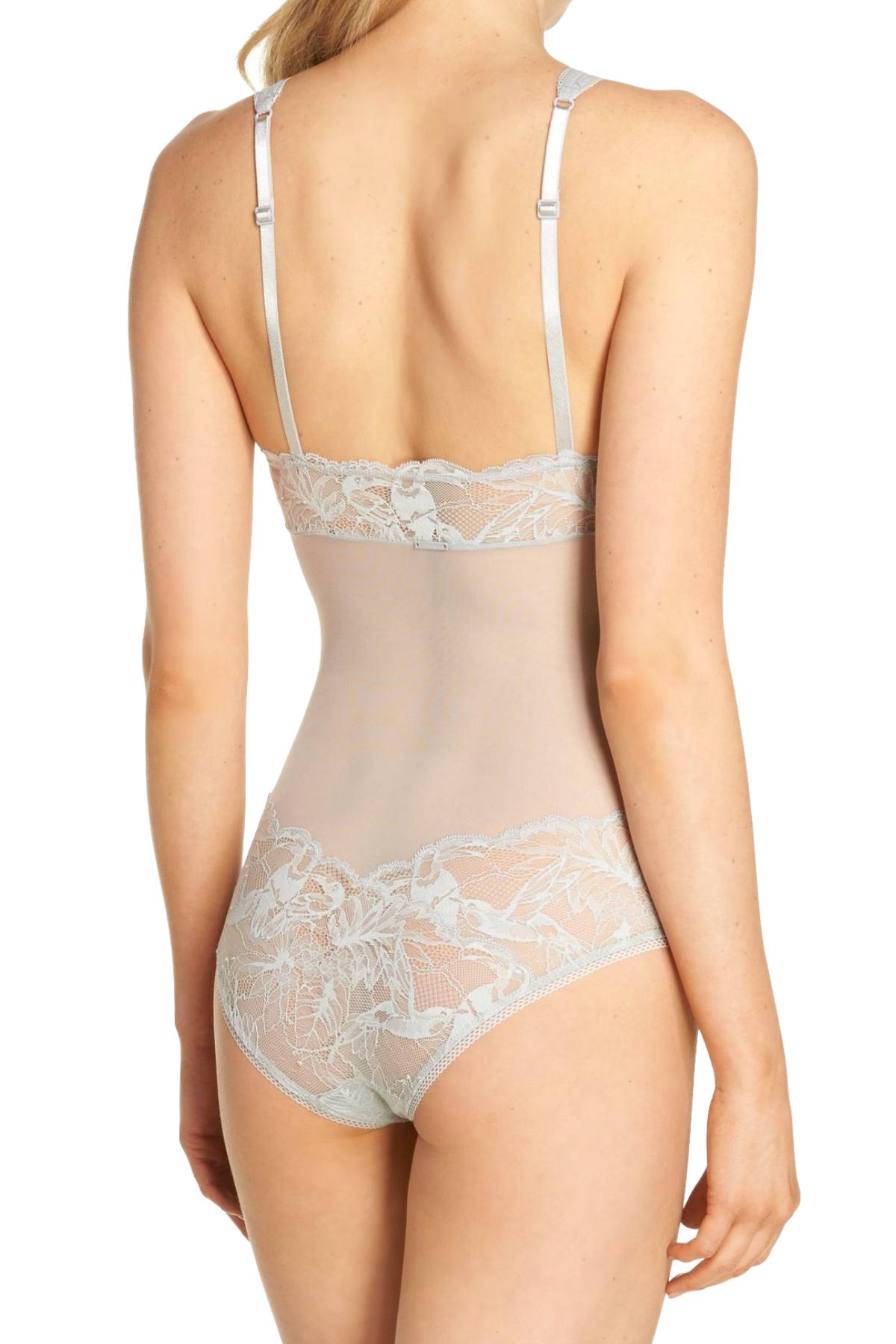 Calvin Klein Gaze-Grey Bird Sheer/Lace Bodysuit