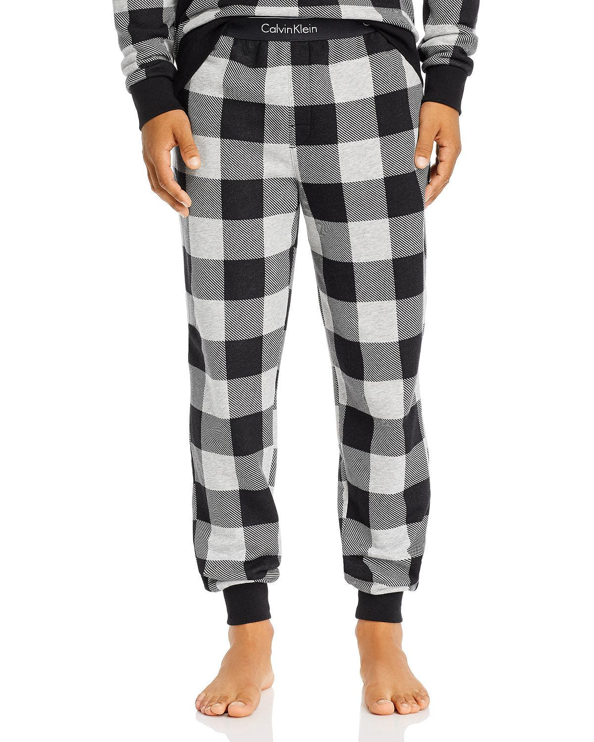 Calvin Klein Gingham Jogger Pants Gray Plaid