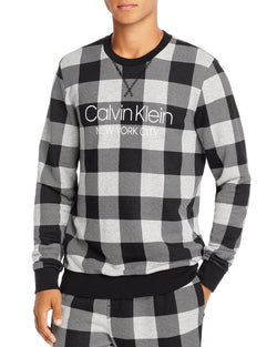 Calvin Klein Gingham Logo Sweatshirt Gray Plaid thumbnail 1