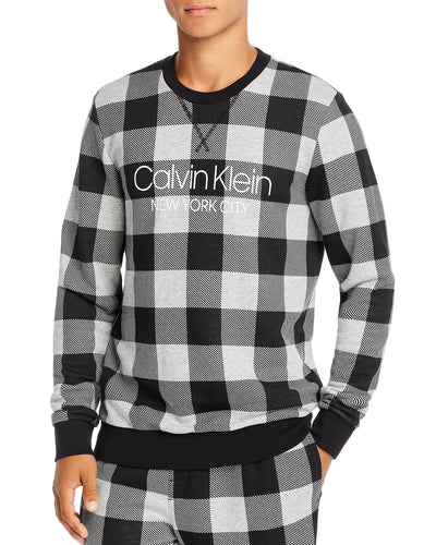 Calvin Klein Gingham Logo Sweatshirt Gray Plaid