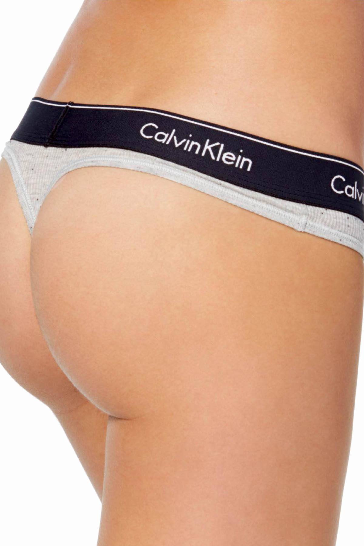Calvin Klein Grey Ribbed Modern Cotton Thong