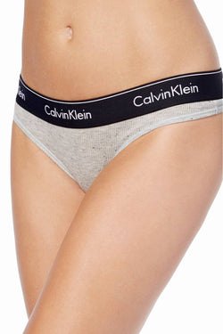 Calvin Klein Grey Ribbed Modern Cotton Thong thumbnail 1