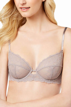 Calvin Klein Grey-Sand Seductive Comfort Lace Full-Coverage Bra thumbnail 1