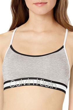 Calvin Klein Heather Grey Cotton Retro Logo Stripe Lightly Lined Bralette thumbnail 3