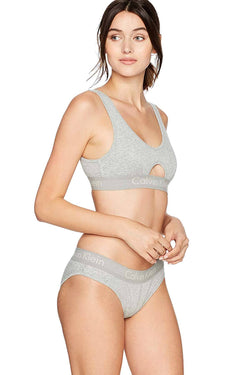 Calvin Klein Heather-Grey Keyhole Body Unlined Bralette thumbnail 3