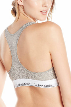 Calvin Klein Heather-Grey Logo Modern Bralette, Bikini & Hair Tie Set thumbnail 4