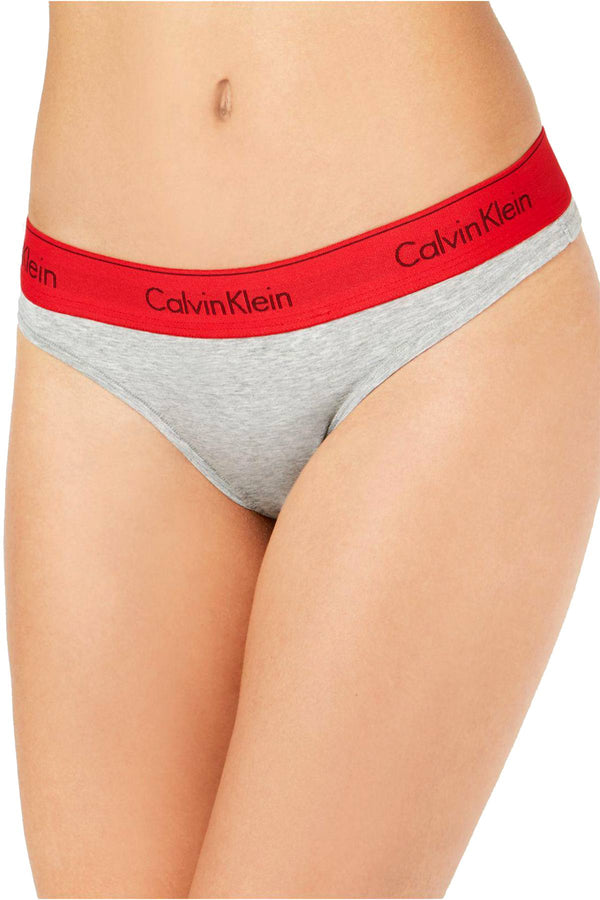 Calvin Klein Heather-Grey/Manic-Red Modern Cotton Thong