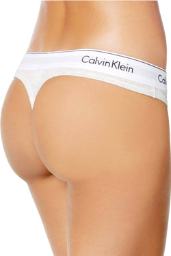 Calvin Klein Heather-Grey Modern-Cotton Logo-Waist Thong thumbnail 3