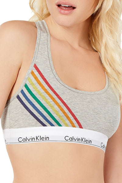 Calvin Klein Heather Grey Pride Limited Edition Modern Cotton Rainbow Bralette