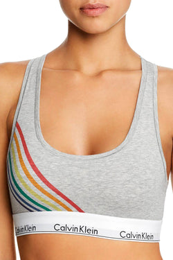 Calvin Klein Heather Grey Pride Limited Edition Modern Cotton Rainbow Bralette thumbnail 3