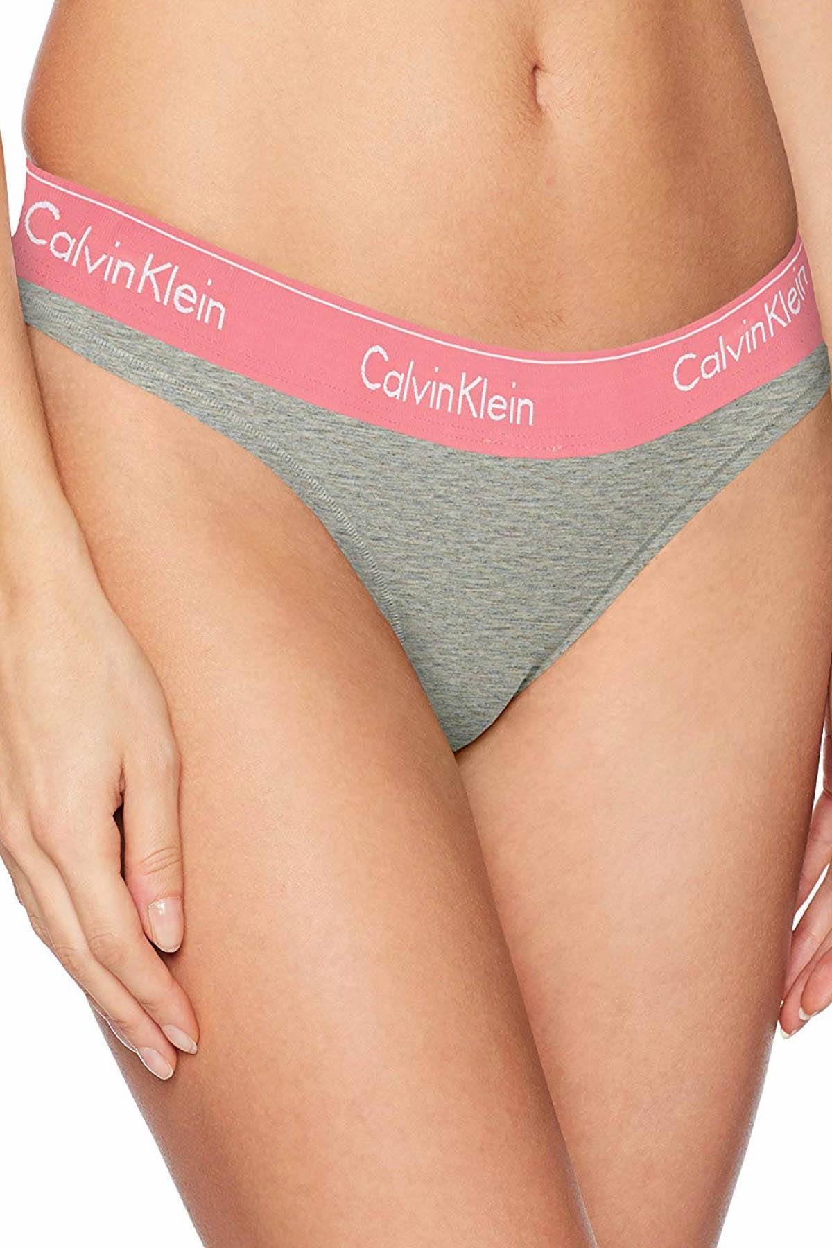 Calvin Klein Heather-Grey/Sensation-Pink Modern Cotton Thong
