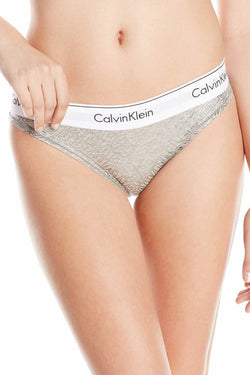 Calvin Klein Heather-Grey/Silver-Foil Modern Cotton Bikini Brief thumbnail 1