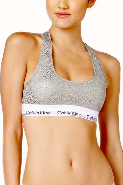 Calvin Klein Heather-Grey/Silver-Foil Modern Cotton Bralette
