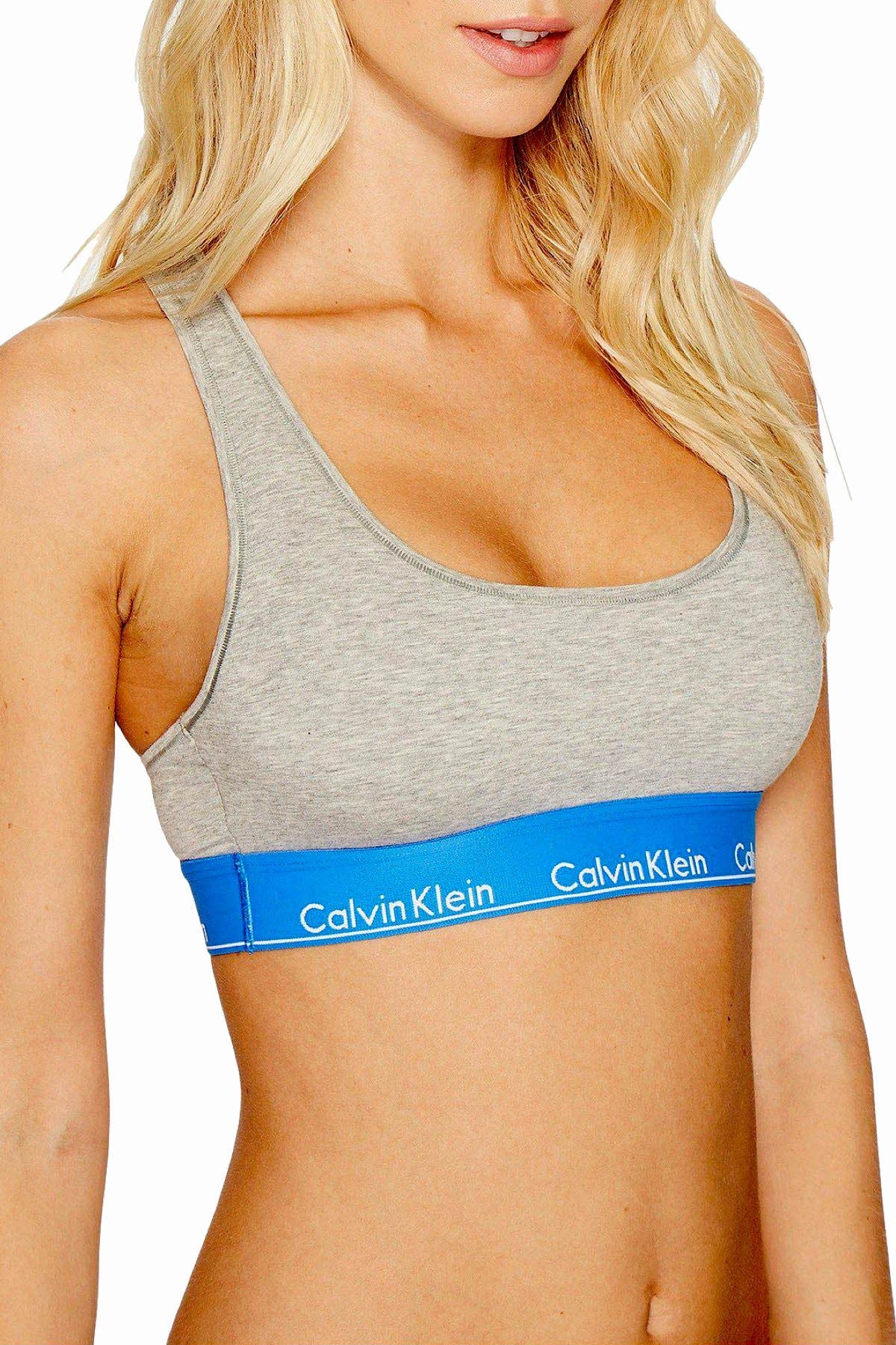 Calvin Klein Heather-Grey/Stella-Blue Modern Cotton Bralette