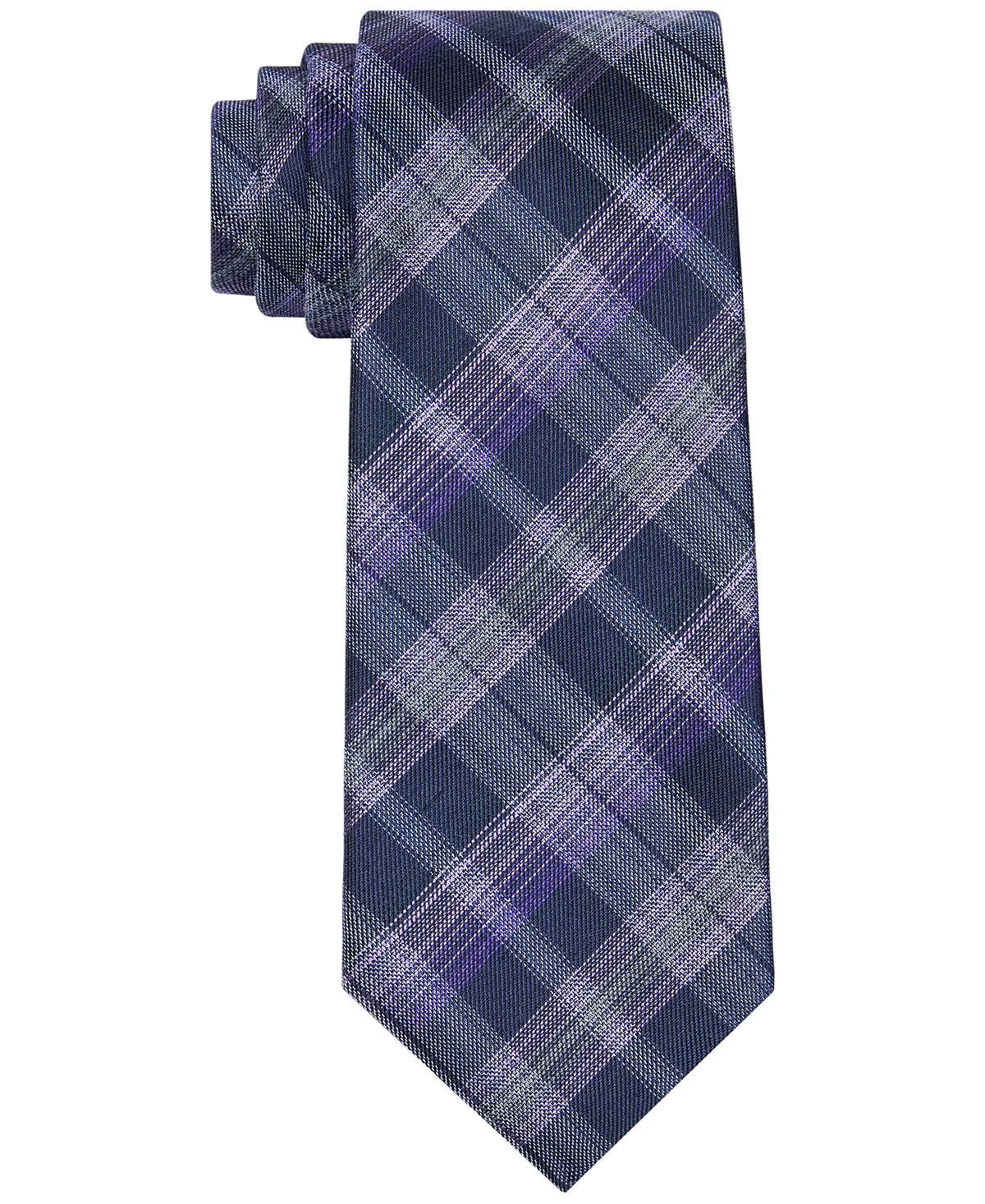 Calvin Klein Heathered Plaid Tie Purple Dust