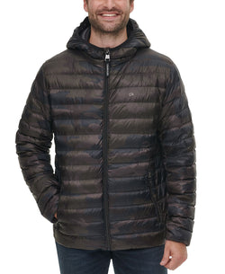 Calvin Klein Hooded Packable Down Jacket Olive Camo thumbnail 1