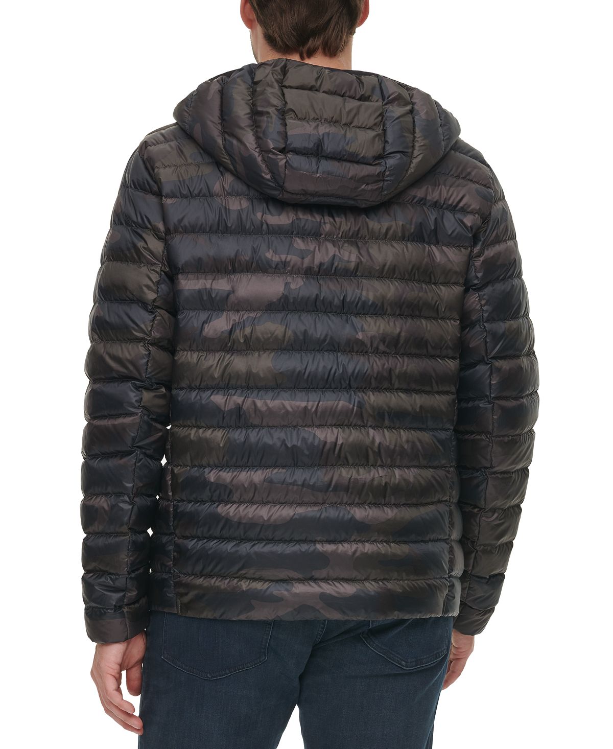 Calvin Klein Hooded Packable Down Jacket Olive Camo