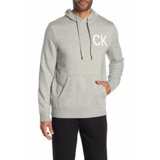 Calvin Klein Iconic Graphic Pullover Hoodie in Grey
