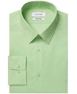 Calvin Klein Infinite Color Slim-fit Non-iron Performance Stretch Cooling Geo Dress Shirt Green thumbnail 1