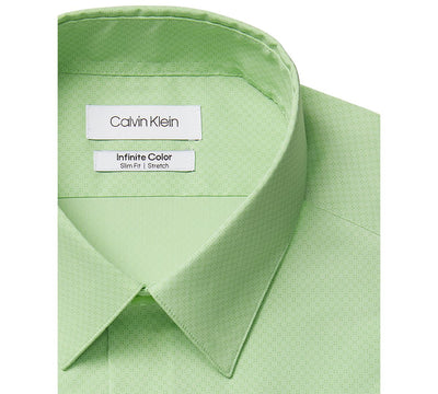 Calvin Klein Infinite Color Slim-fit Non-iron Performance Stretch Cooling Geo Dress Shirt Green