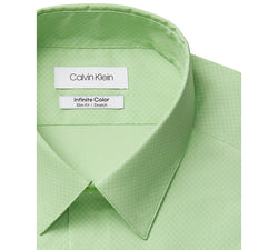 Calvin Klein Infinite Color Slim-fit Non-iron Performance Stretch Cooling Geo Dress Shirt Green thumbnail 2