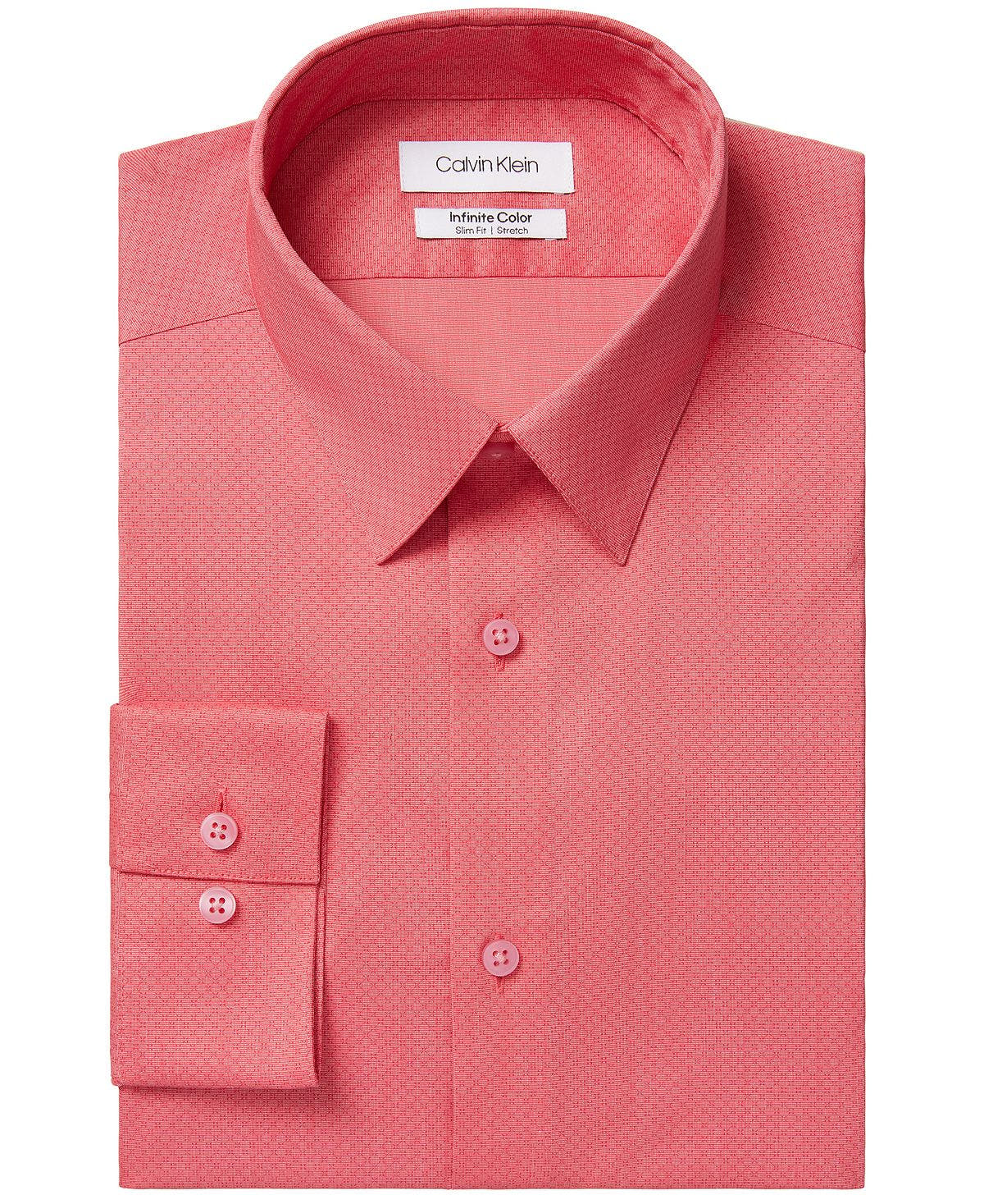 Calvin Klein Infinite Color Slim-fit Non-iron Performance Stretch Cooling Geo Dress Shirt Red