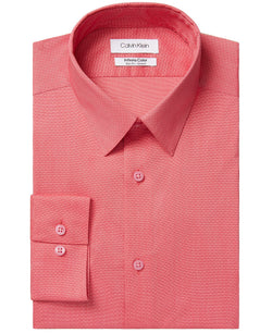 Calvin Klein Infinite Color Slim-fit Non-iron Performance Stretch Cooling Geo Dress Shirt Red thumbnail 1