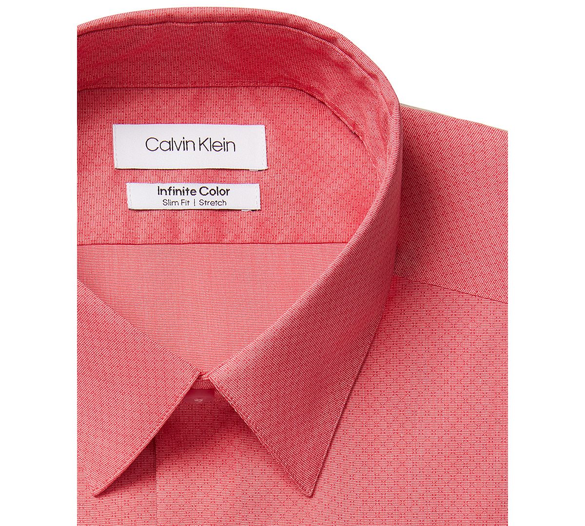 Calvin Klein Infinite Color Slim-fit Non-iron Performance Stretch Cooling Geo Dress Shirt Red