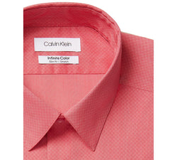 Calvin Klein Infinite Color Slim-fit Non-iron Performance Stretch Cooling Geo Dress Shirt Red thumbnail 2