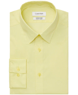 Calvin Klein Infinite Color Slim-fit Non-iron Performance Stretch Cooling Geo Dress Shirt Yellow thumbnail 1