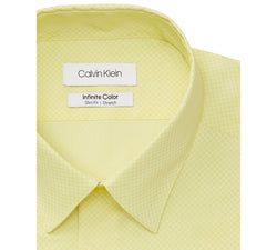Calvin Klein Infinite Color Slim-fit Non-iron Performance Stretch Cooling Geo Dress Shirt Yellow thumbnail 2