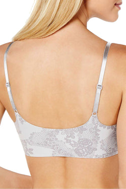 Calvin Klein Invisibles Comfort Lightly Lined Retro Bralette in Delicate Lace Print thumbnail 2