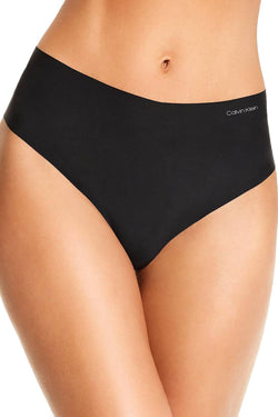 Calvin Klein Invisibles High Waist Retro Thong in Black thumbnail 1