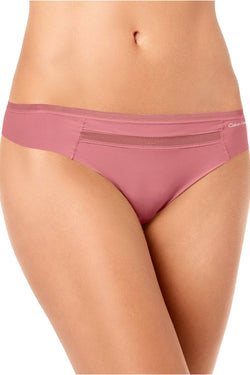 Calvin Klein Invisibles Mesh Trim Thong in Wander Mauve thumbnail 2