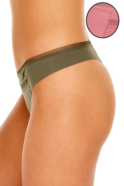Calvin Klein Invisibles Mesh Trim Thong in Wander Mauve thumbnail 3