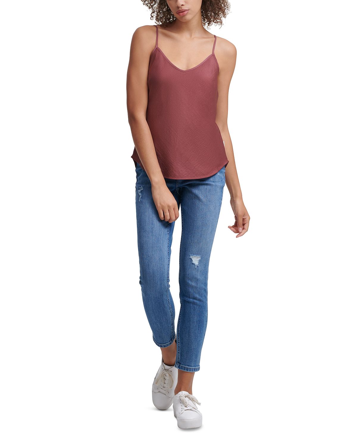 Calvin Klein Jeans Charmeuse V-neck Top Sedona