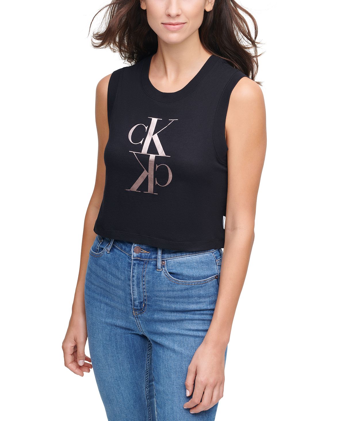 Calvin Klein Jeans Cotton Logo Tank Top Black/blush