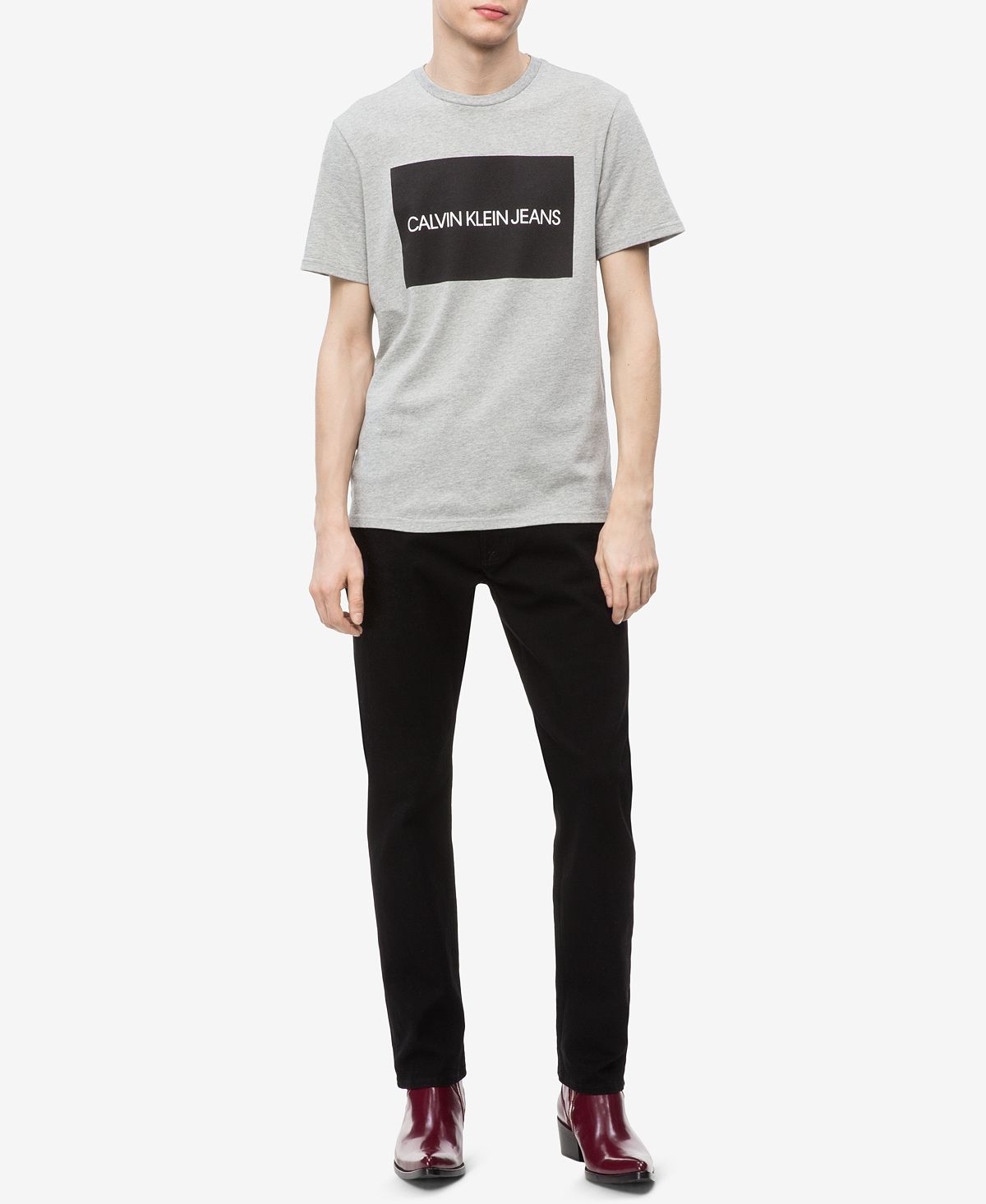 Calvin Klein Jeans Logo-print T-shirt Med Charcoal Htr