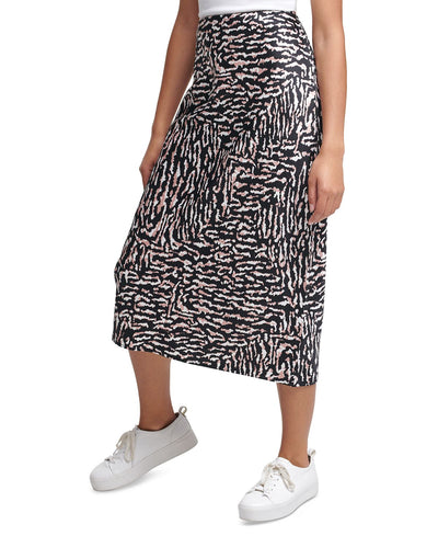 Calvin Klein Jeans Printed Pull-on Midi Skirt Easy Tiger Rose Quartz/black
