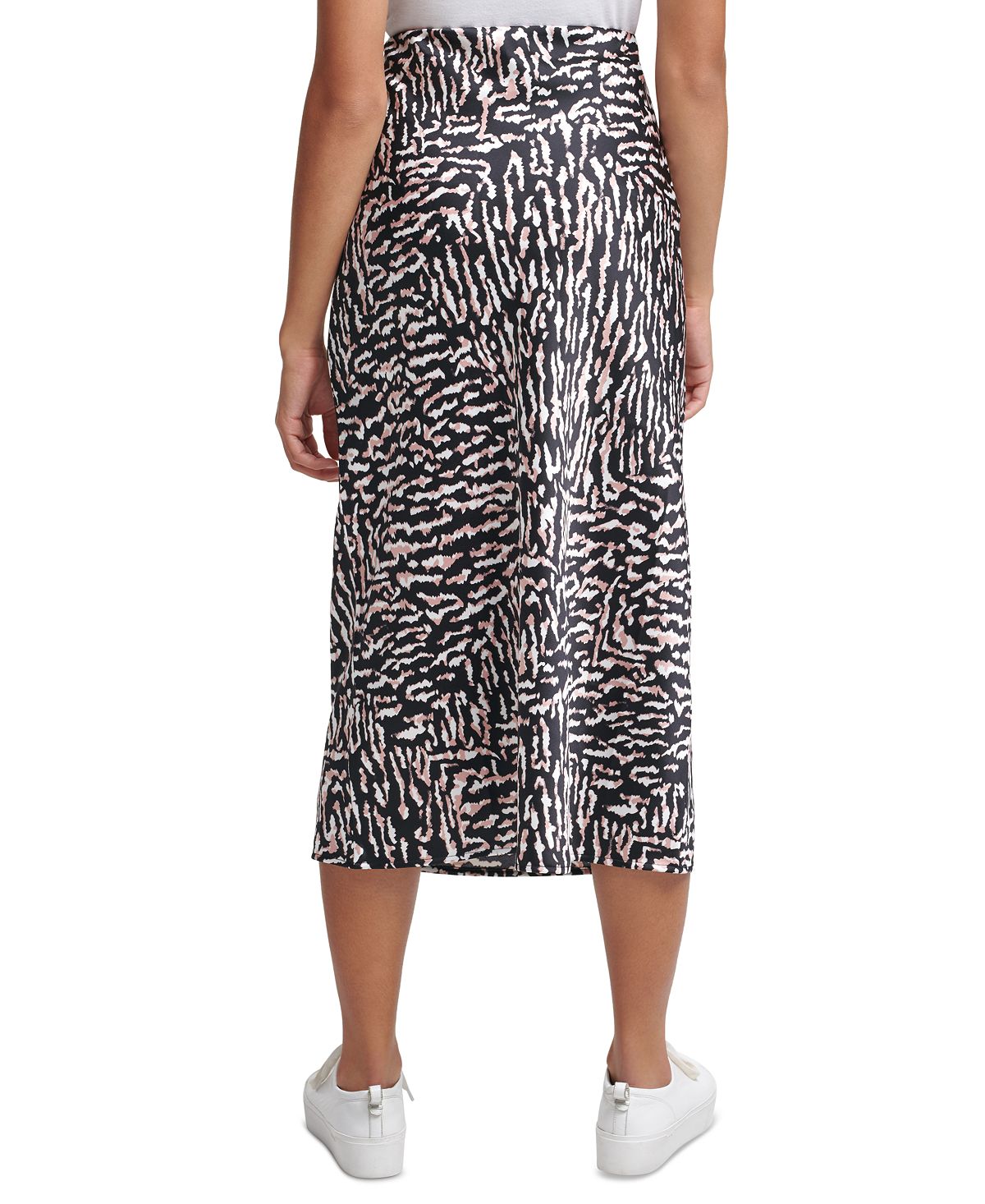 Calvin Klein Jeans Printed Pull-on Midi Skirt Easy Tiger Rose Quartz/black