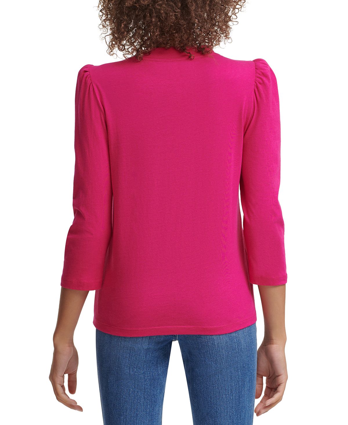 Calvin Klein Jeans Puffed Sleeve Mock Neck Top Glam