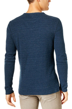 Calvin Klein Jeans Shadow-Blue Heather Waffle-Layer Y-Neck Henley thumbnail 2