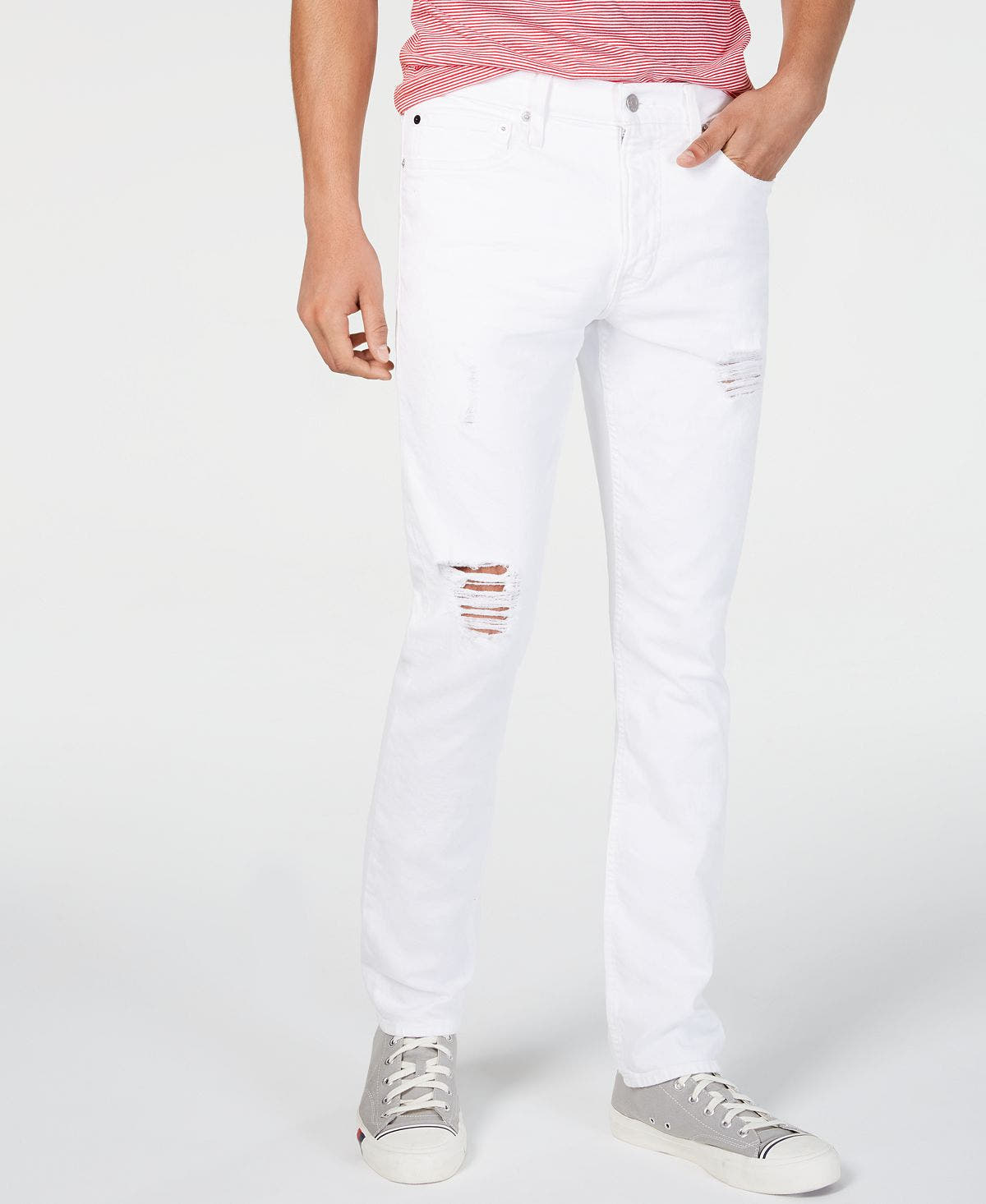 Calvin Klein Jeans Slim-fit Ripped White Jeans White Dust
