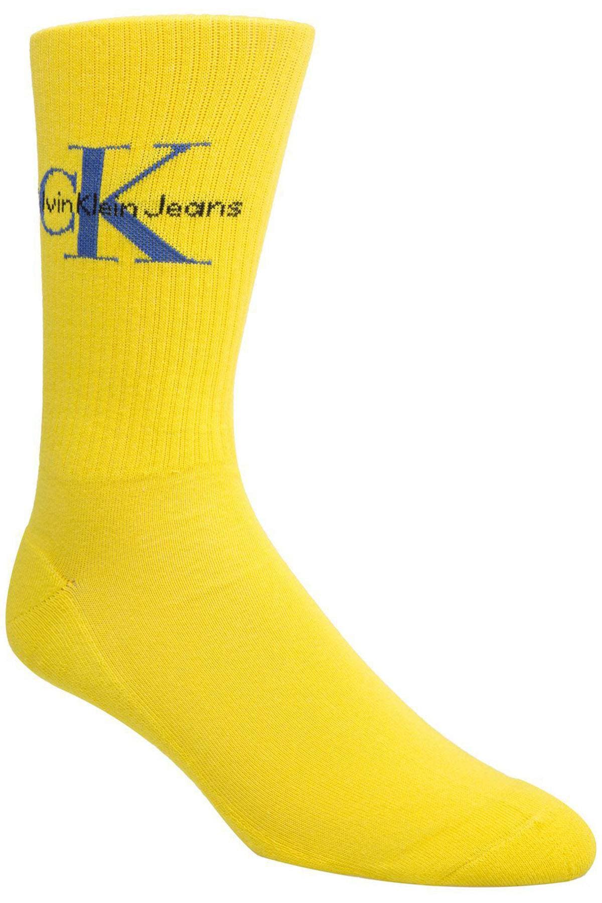Calvin Klein Jeans Yellow/Sapphire Ribbed Logo Crew Sock
